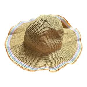Girls multi color straw hat perfect for girls 5 - 7 years summer accessories